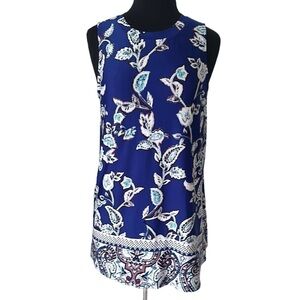 Apt 9 Blue Floral Tunic Tank Top Size Large